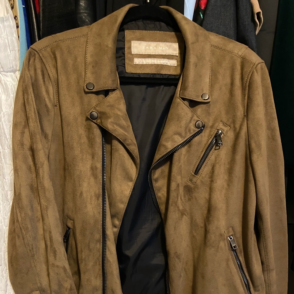Men’s Zara suede biker style jacket.